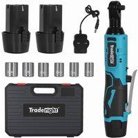 Traderight 12V Cordless Ratchet Wrench 42Nm 300RPM 3 8 Inch Drive LED Charger Kit in Black