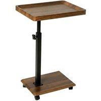 Levede Side Table Height Adjustable 49.5-83.5cm 360Rotating, MDF, Walnut in Brown