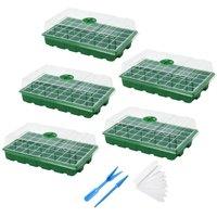 Toque Seed Trays With Lids 5Pc Thick PET Propagators For Plants Indoor in Green