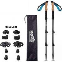 Mountview Trekking Poles Carbon Fibe Lightweight Hiking Sticks 2PC Black