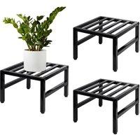 Levede Plant Stand Outdoor 3 Piece Carbon Steel, Patio Garden Decor, Black