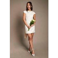 Oasis Women's Embellished Drape Bow Wedding Mini Dress in Ivory | Size: 12