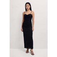 MissPap Women's Premium Tulle Lace trim Maxi Dress in Black | Size: 8