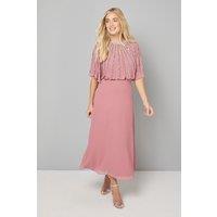 Wallis Women's Petite Linear Embellished Midi Dress in Rose | Size: 12