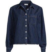 Lands' End Women's Plus Pure Cotton Cropped Denim Shirt in Dark Indigo | Size: 1X