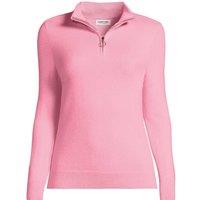 Lands' End Women's Cashmere Quarter Zip Jumper in Pink | Size: Large
