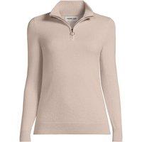 Lands' End Women's Cashmere Quarter Zip Jumper in Beige | Size: Small