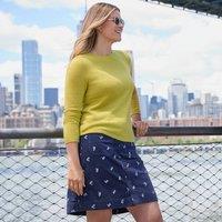 Lands' End Women's Corduroy Button Through Skirt in Dark Navy | Size: 12