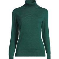 Lands' End Women's Fine Gauge Cotton Roll Neck Jumper in Bottle Green | Size: XL