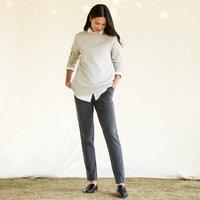Lands' End Women's Petite Sport Knit Straight Leg Cord Trousers in Charcoal | Size: Small