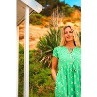 Brakeburn Women's Woodblock Floral Knee Length Dress in Green | Size: 16