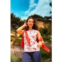 Brakeburn Women's Fan Floral Sleeveless Blouse in Cream | Size: 16