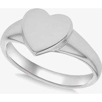 T.H.Baker Women's Silver Rhodium Plated Small Heart Shaped Signet Ring | Size: O