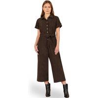 Yumi Women's Cord Relaxed Jumpsuit in Chocolate | Size: 14