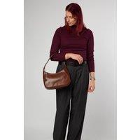 NiNa Amora Women's 'Lucia' Leather Grab Bag in Brown