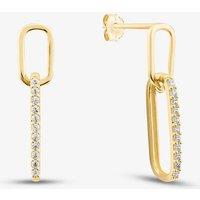 T.H.Baker Women's 9ct Yellow Gold CZ Oval Double Link Drop Earrings 1.56.0006