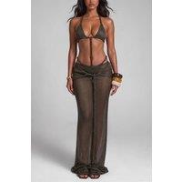 LEMONLUNAR Women's The Twist Braided Metallic Maxi Skirt - Braided Metallic Finish in Green | Size: Large