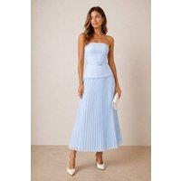 Style Cheat Women's Anna Bandeau Pleated Midi Blue Dress | Size: 10