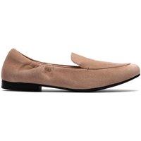 Clarks Women's Tamna Pure Mushroom Suede Loafers, Slip Ons in Light Tan | Size: 7-Standard Fit