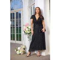 Yours Women's Dobby Twist Front Maxi Dress in Black | Size: 16