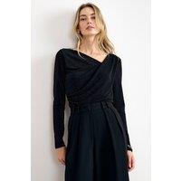 Phase Eight Women's Marcy Asymmetric Shimmer Top in Black | Size: 18