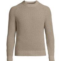 Lands' End Men's Shaker Rib Drifter Cotton Jumper in Beige | Size: Small