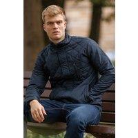 French Connection Men's Funnel Neck Diamond Quilted Jacket in Navy | Size: XL