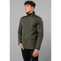 French Connection Men's Funnel Neck Diamond Quilted Jacket in Khaki | Size: 2XL
