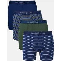 British Boxers Men's Pack of Four "Night Stripe" Bamboo Stretch Trunks | Size: Large