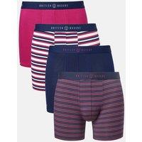 British Boxers Men's Pack of Four "Rioja Stripe" Bamboo Stretch Trunks | Size: Large