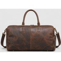 Touri Men's Genuine Leather Gym Bag With Shoe Storage Brown