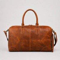 Touri Men's Genuine Leather Gym Bag With Shoe Storage in Brown