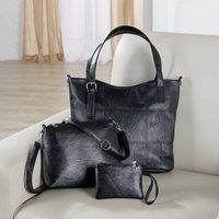 Amelie Di Santi Women's 3-Piece Bag Set, Faux Leather, Shopper H39cm in Black