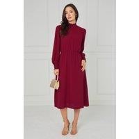 Love Sunshine Women's Ruby Red Shirred High Neck Midaxi Dress | Size: Small