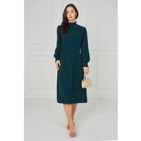 Love Sunshine Women's Emerald Green Shirred High Neck Midaxi Dress | Size: XL