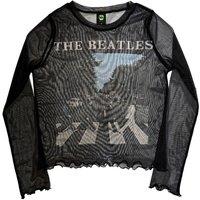 Beatles Women's The Abbey Road & Logo Mesh Crop Top in Black | Size: Small