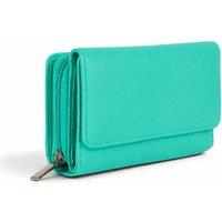Woodland Leathers Women's Women's Leather RFID Zip Around Purse Wallet in Turquoise