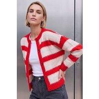 Roman Women's Stripe Knit Cardigan in Red | Size: 10
