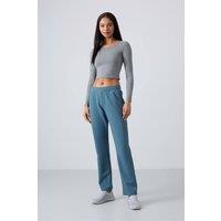 Tommy Life Women's Women's Straight-Leg Fleece Sweatpants in Mid Blue | Size: Medium