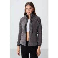 Tommy Life Women's Plush Zip-up Hooded Sweatshirt in Charcoal | Size: Small