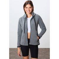 Tommy Life Women's Plush Zip-up Hooded Sweatshirt in Grey | Size: 2XL