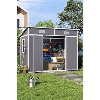 Garden Sanctuary Plastic Outdoor Garden Storage Shed with Dual Doors in Light Grey
