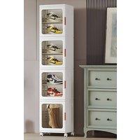 H&O Direct 4-Tier Tall Narrow Storage Organizer with Wheels in White
