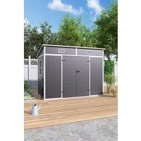 H&O Direct Grey Plastic Outdoor Garden Storage Tool Shed in Light Grey