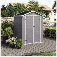 Living and Home 6x4.4FT Apex Roof Garden Plastic Storage Shed with Lockable Door in Grey