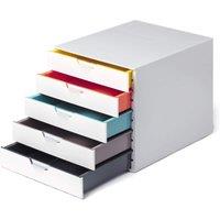 Durable Varicolor Mix Desktop Organiser 5 Drawer Colour Coded Storage - A4+ | Size: Small