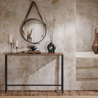 SoBuy Slim Console Table - Metal Frame & Wood Top - Industrial Modern in Brown | Size: 0.6m2