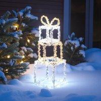 Garden Greatness Light Up Christmas Gift Stack Decoration in White | Size: 1 Pack