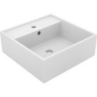 Berkfield Home Luxury Basin Overflow Square Matt White 41x41 cm Ceramic