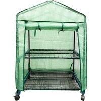 St Helens 2-Tier Shelve mini Greenhouse, PVC Cover in Green